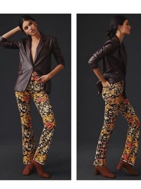 Mother Denim The Hustler Ankle Fray Jeans Autumn Floral Size 26 Anthropologie